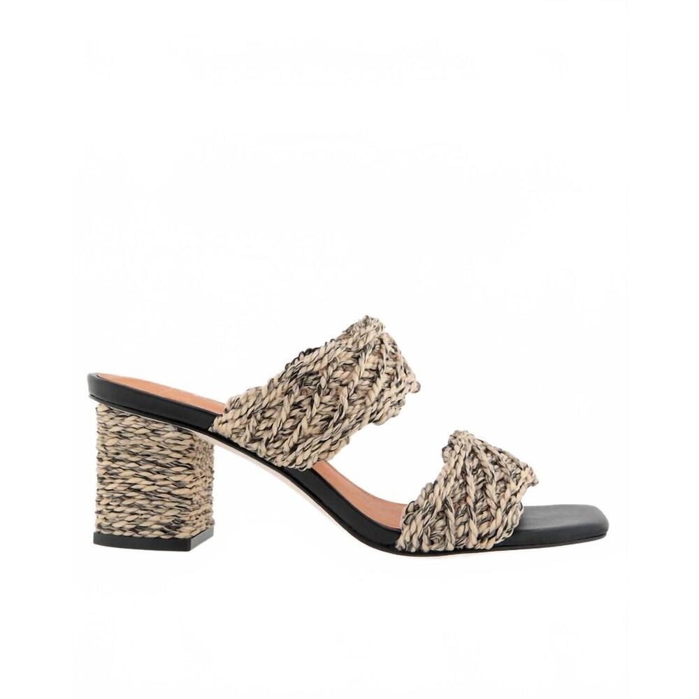 NEW ANDRE ASSOUS women's drew crochet heel in natural/black